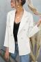 casual plus size non-stretch 4 colors suit collar blazers_Black_White