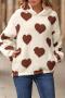 casual plus size slight stretch teddy fleece heart printing hooded sweatshirt_Black_Red_Brown