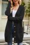 casual slight stretch twist knitted v-neck cardigan sweater(only cardigan)_Black