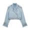 xs-l stylish non-stretch denim belt design all-match crop jacket_Black_Sky Blue