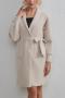 casual slight stretch solid color with belt button jacket_Black_White_Beige