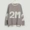 casual slight stretch contrast color letter pattern crew neck sweaters_Gray