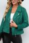 casual non-stretch plus size suede fabric zip-up all-match jacket_Red_Green