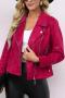 casual non-stretch plus size suede fabric zip-up all-match jacket_Red