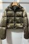 xs-l casual non-stretch silver zip-up warm puffer outerwear(size run small)_Black_Watermelon Red_Green_Dark Green
