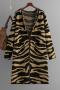 casual slight stretch zebra stripe printing hooded cardigan_Black_Khaki 