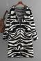 casual slight stretch zebra stripe printing hooded cardigan_Black