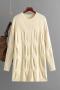 casual slight stretch solid 5 colors crew neck knitted loose sweaters_Black_Haze Blue_Beige