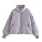 xs-l non-stretch zip-up pure color casual all-match puffer jacket size run small_Light Purple