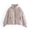 xs-l non-stretch zip-up pure color casual all-match puffer jacket size run small_Light Purple_Beige