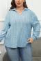 stylish plus size slight stretch knitted 4 colors turndown collar thin sweater_Gray_Rose Red_Yellow_Sky Blue