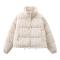 xs-l casual non-stretch corduroy single-breasted puffer jacket(size run small)_Green_Beige
