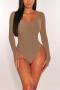 plus size solid color high stretch ribbed knit slim bodysuit_Black_Red_Khaki