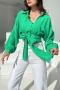exquisite plus size non-stretch solid color crop shirt_White_Yellow_Green