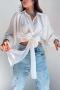 exquisite plus size non-stretch solid color crop shirt_White