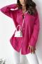 casual plus size non-stretch solid color pocket loose shirt_Gray_Pink_Magenta