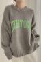 casual slight stretch letter printing knitted sweaters(size run small)_Gray