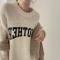 casual slight stretch letter printing knitted sweaters(size run small)_Gray_Pink_Green_Beige