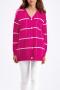 casual slight stretch large plaid print knitted cardigan sweater_Black_Magenta