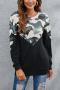 casual plus size slight stretch patchwork camo print sweatshirt_Gray_Green