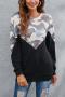 casual plus size slight stretch patchwork camo print sweatshirt_Gray