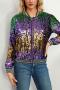 casual plus size slight stretch gradient sequins baseball jacket_Purple