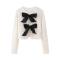 sexy non-stretch sequins bow all-match top size run small_Black_White