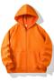 casual plus size slight stretch 10 colors orange velvet hooded zip-up sweatshirt_Black_White_Gray_Pink_Red_Yellow_Orange