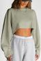 sexy non-stretch solid color loose crop sweatshirt_Black_White_Gray_Dark Gray_Magenta_Light Green