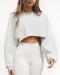 sexy non-stretch solid color loose crop sweatshirt_Black_White