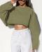 sexy non-stretch solid color loose crop sweatshirt_Black_White_Gray_Dark Gray_Magenta_Light Green_Dark Green