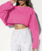 sexy non-stretch solid color loose crop sweatshirt_Black_White_Gray_Dark Gray_Magenta