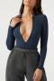 sexy slight stretch solid color tight zip-up all-match bodysuit_Black_White_Gray_Dark Gray_Dark Green_Dark Blue
