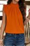 stylish non-stretch 5 colors orange sleeveless all-match blouse_Black_White_Magenta_Orange