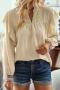 stylish non-stretch 4 colors ruffle long sleeve all-match blouse(only blouse)_Black_Green_Sky Blue_Beige