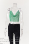 sexy 6-colors solid color metal chain halter neck rhinestone vest_Black_Pink_Light Green_Forest Green