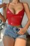 sexy 7-colors solid color metal sequins chain halter neck backless vest_Black_Red