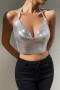sexy 7-colors solid color metal sequins chain halter neck backless vest_Black_Red_Magenta_Light Purple_Gold_Silver