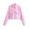 stylish non-stretch single breasted contrast color casual blouse(size run small)_Pink