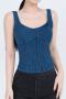 plus size high stretch slim padded denim sports yoga vest size run small_Black_Dark Gray_Blue_Dark Blue