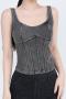 plus size high stretch slim padded denim sports yoga vest size run small_Black_Dark Gray