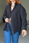 casual plus size non-stretch 5 colors orange long sleeve split back blouse_Black