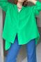 casual plus size non-stretch 5 colors orange long sleeve split back blouse_Black_White_Orange_Green