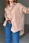 casual plus size non-stretch 5 colors orange long sleeve split back blouse_Black_White_Orange_Green_Khaki