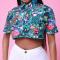 sexy plus size non-stretch batch printing crop top_Black_White_Orange_Green_Blue