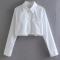 new sexy non-stretch solid turndown collar  long sleeve shirt(size run small)_Black_White