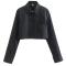 new sexy non-stretch solid turndown collar  long sleeve shirt(size run small)_Black