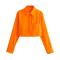 new sexy non-stretch solid turndown collar  long sleeve shirt(size run small)_Black_White_Pink_Orange