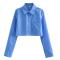 new sexy non-stretch solid turndown collar  long sleeve shirt(size run small)_Black_White_Pink_Orange_Green_Blue