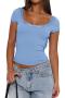 stylish slight stretch 8-colors solid color slim lace short-sleeved t-shirt_Black_White_Gray_Pink_Red_Blue